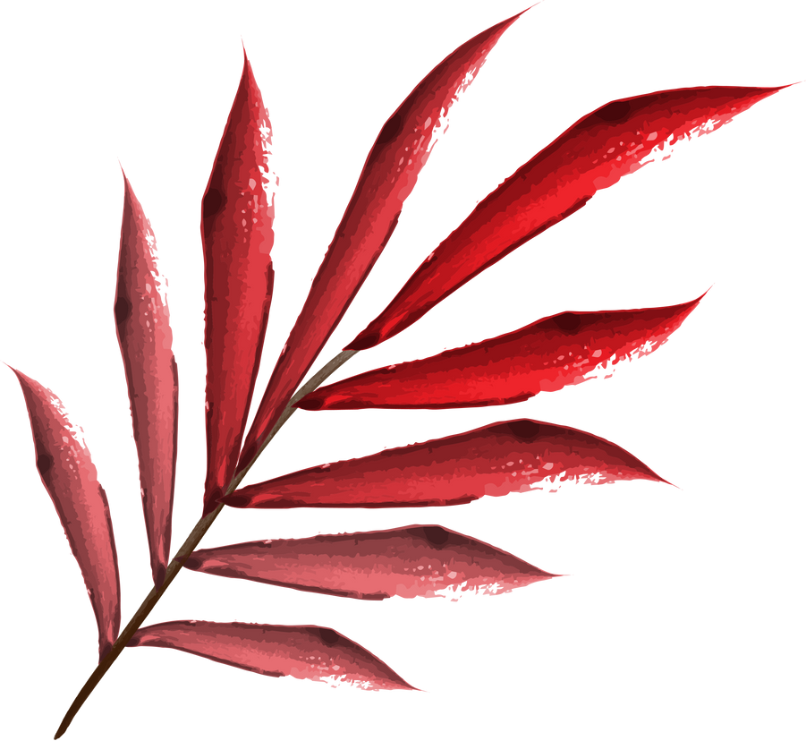 watercolor red leaves.